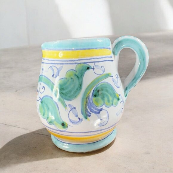 Hand Painted Italian Tuscan Pottery Small Pitcher Creamer Hand Crafted Italy VTG - Picture 3 of 15
